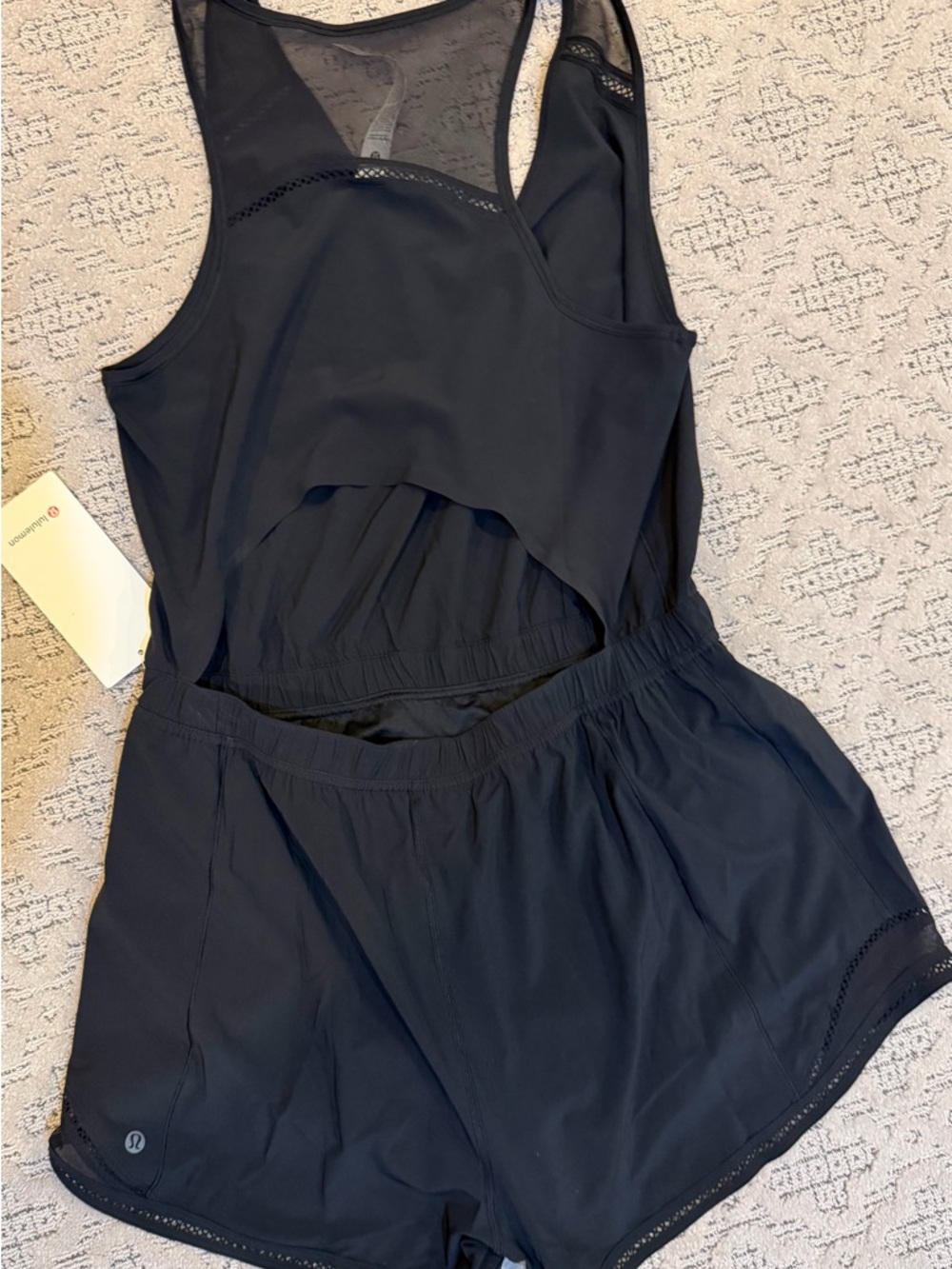 Lululemon Hotty Hot Running Romper *Lace Trim Black Large - Picture 3 of 5